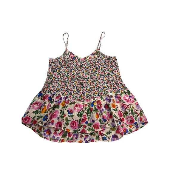 Madewell Womens Floral Silk Sleeveless Tank Top Size S Pleated Babydoll Fairy - Picture 4 of 9